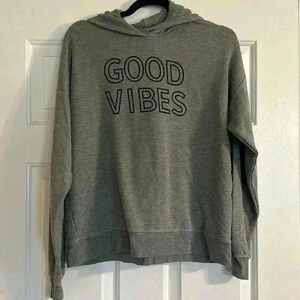 EUC Women’s Grey “Good Vibes” Hoodie, Marled Reunited Clothing, Size M